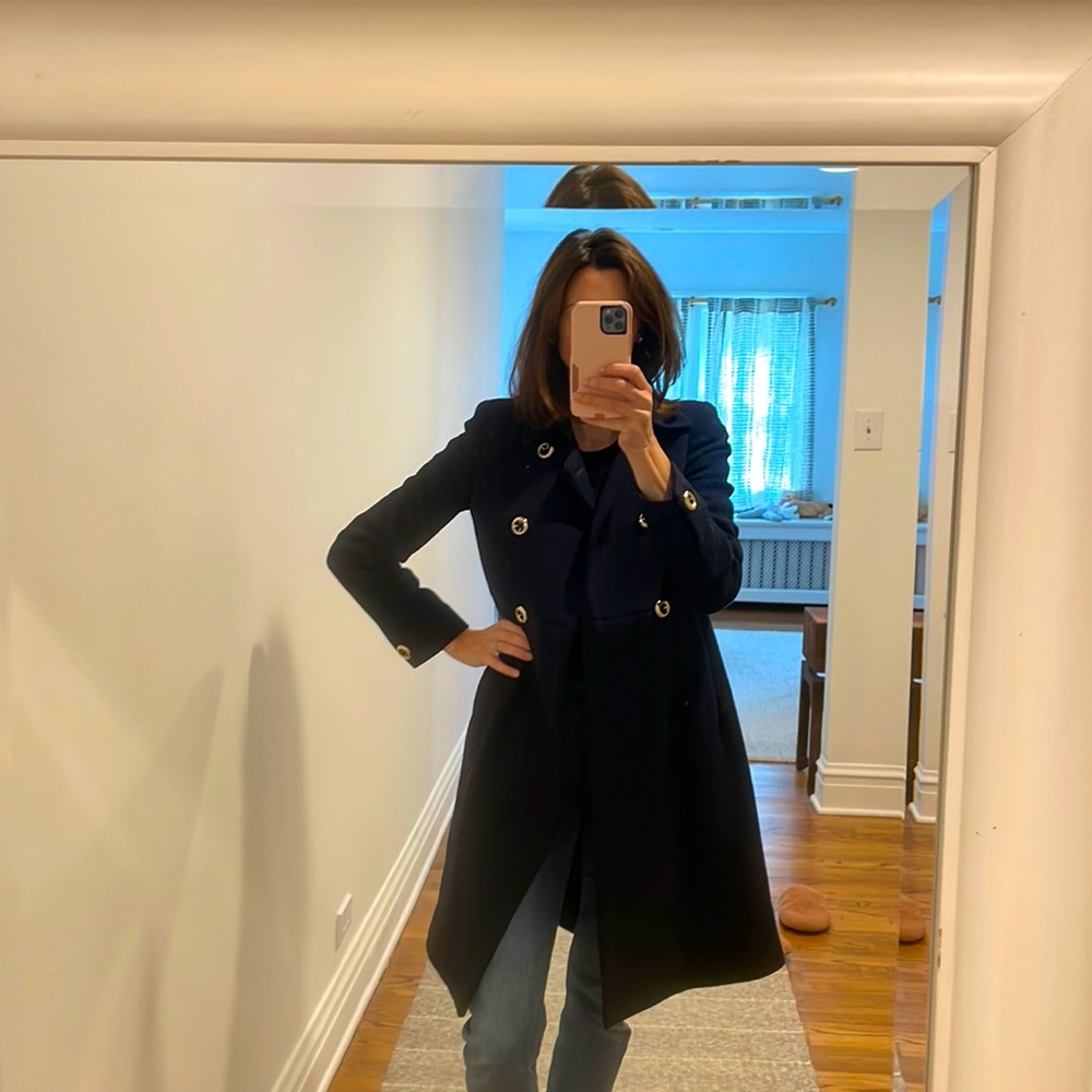 Navy double breasted pea coat